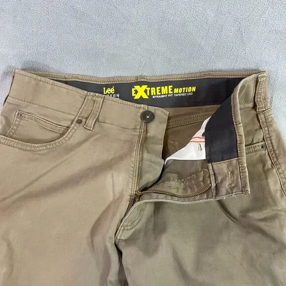 Lee Extreme Motion Pants Mens Size 34x30 Straight Fit Tapered Leg Tan Stretch - Picture 7 of 15